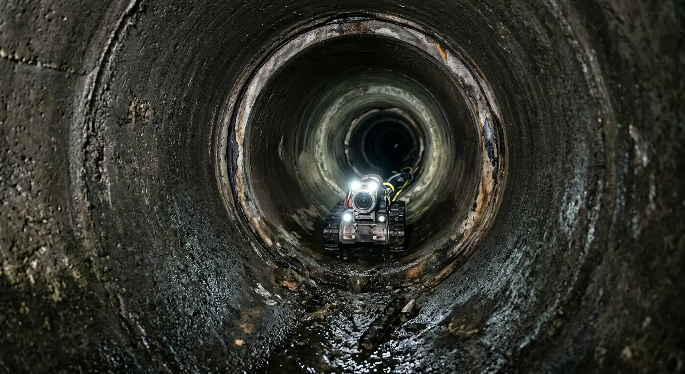 Robotic sewer camera inspecting pipe interior for Drain Snake Service in Agoura Hills
